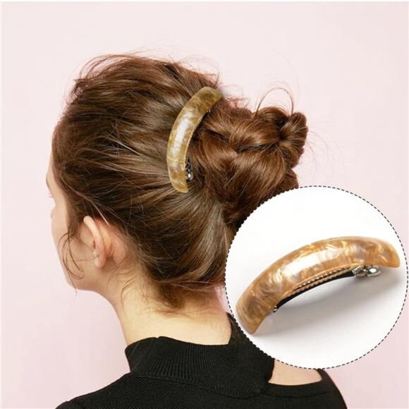 12pcs Retro Acrylic Hair Barrettes Automatic Large Hair Clip Elegant French - Picture 11 of 14
